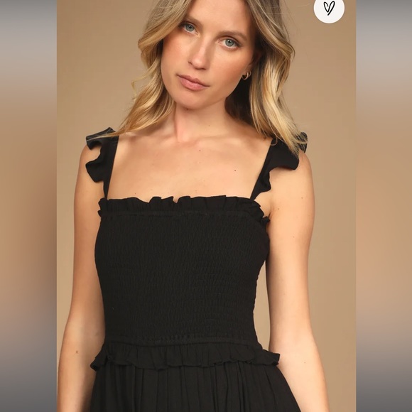 Lulus Fun Afternoon Black Smocked Tiered Maxi Dress - Picture 3 of 9